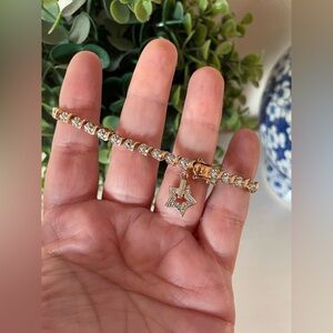 Ross Simons Illusion Gold Over Sterling Silver 7.5" Tennis Bracelet Star Charm